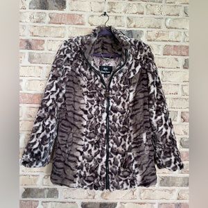 DENNIS by Dennis Basso Faux Fur Animal Print Cheetah Leopard Print Coat Size S